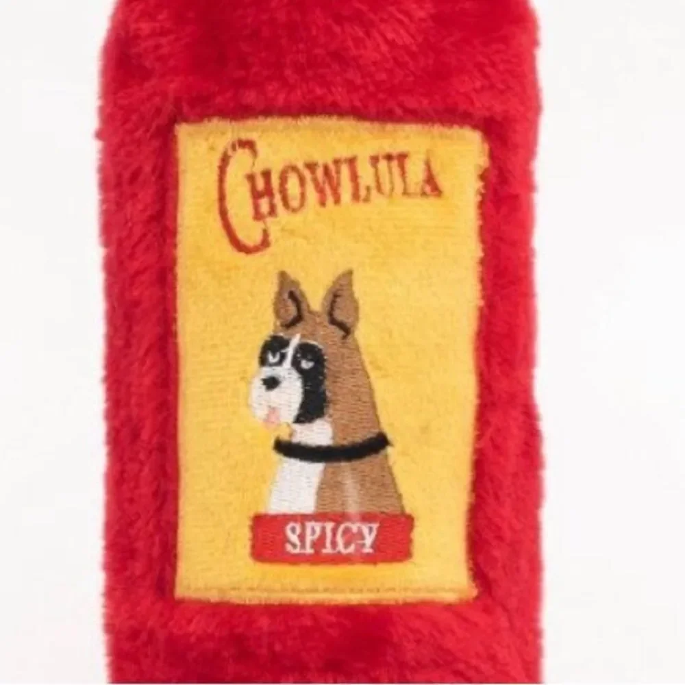 Zippy Paws Red Yellow Crusherz Chowlula Hot Sauce Plush Crinkle Dog Toy